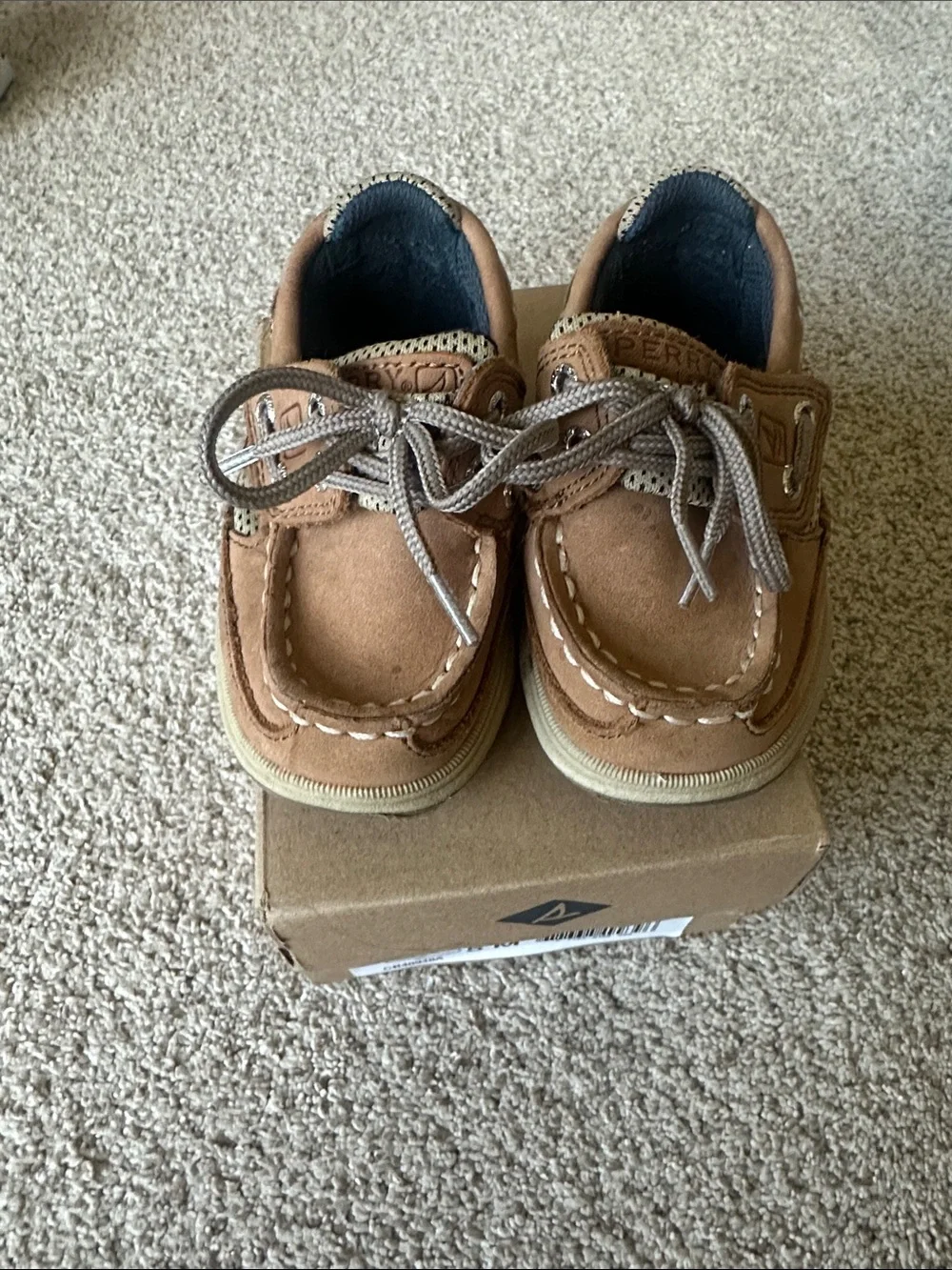 Sperry Kids Lanyard Suede Boat Shoes Dark Tan size 5